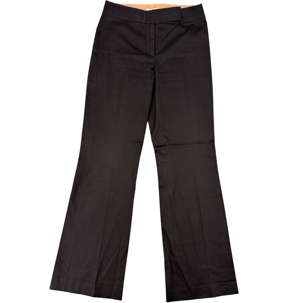 Faconnable Womens 2 Black Flare Leg Tailored Trousers Cotton Blend Career Work